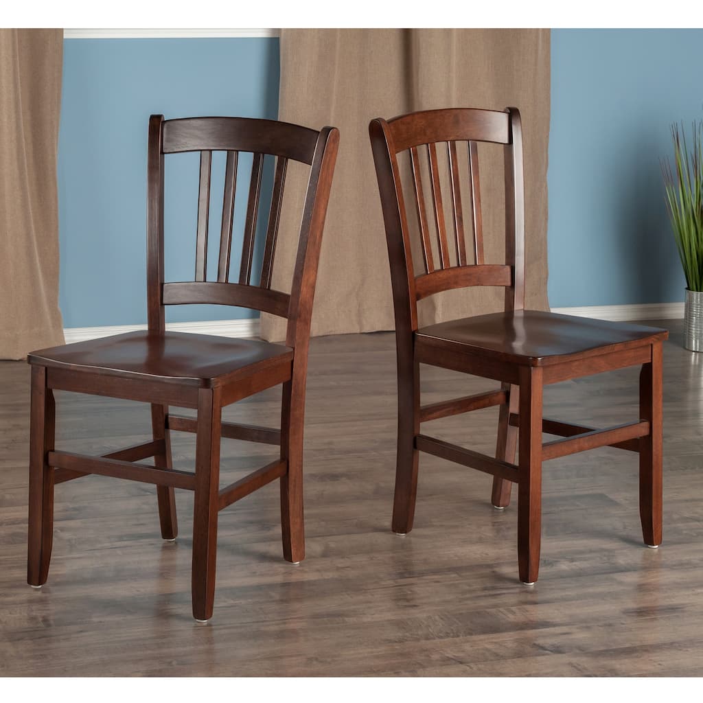 2-Pc Slat-back Chair Set, Walnut - 17.17 x 19.29 x 34.69 inches