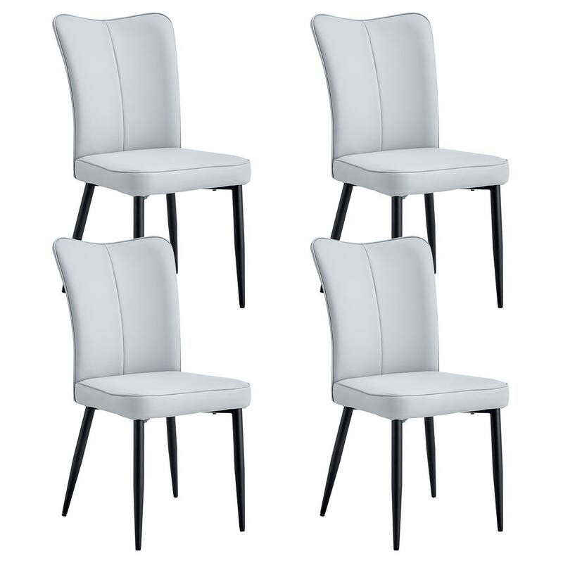 Modern PU Leather Minimalist Dining Chairs Set of 4 - 4 SEATS - Gray