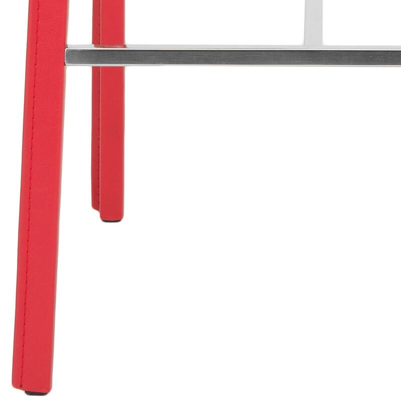 SAFAVIEH Marilynn Mid-Century 30-inch White Leather Bar Stool (Set of 2) - 18.3" x 19.7" x 39.4" - 18Wx20Dx39H