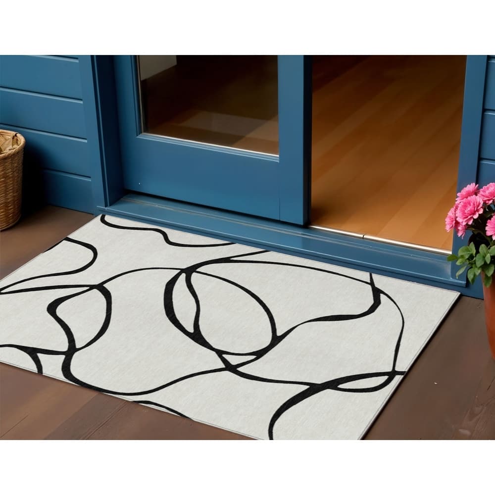 HomeRoots Abstract Transitional Rectangle Outdoor Rug