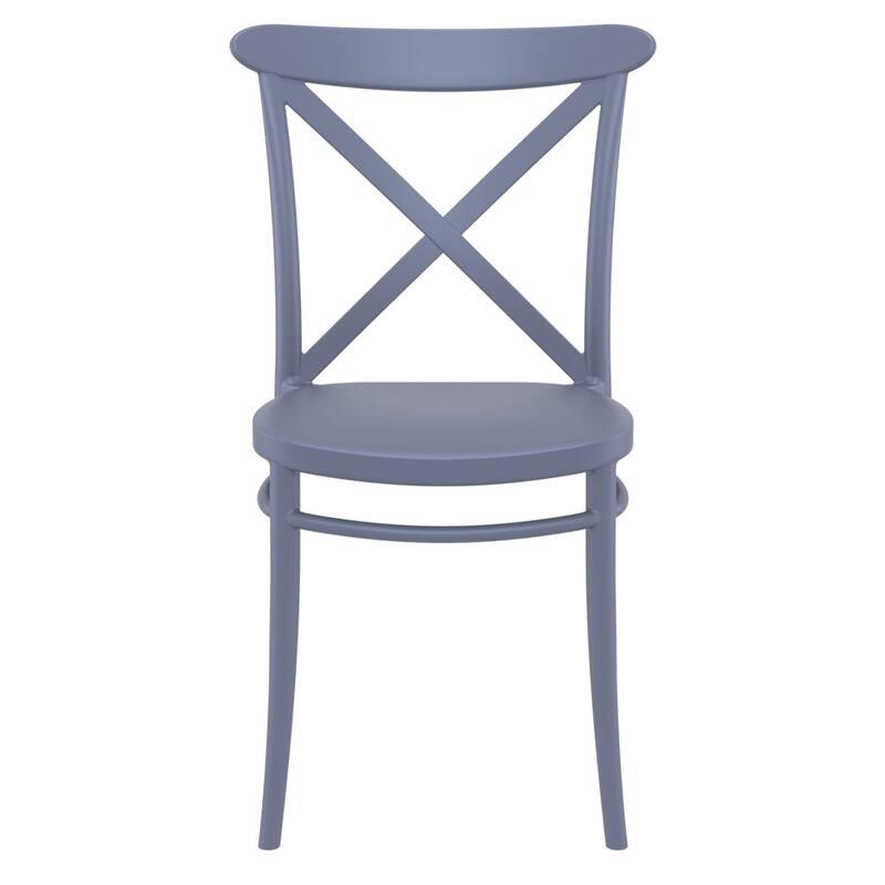 34.25" Gray Patio Cross Armless Dining Chair