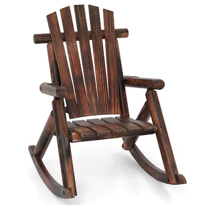 Costway 1/2 PCS Outdoor Adirondack Rocking Chair for Adults Solid Wood