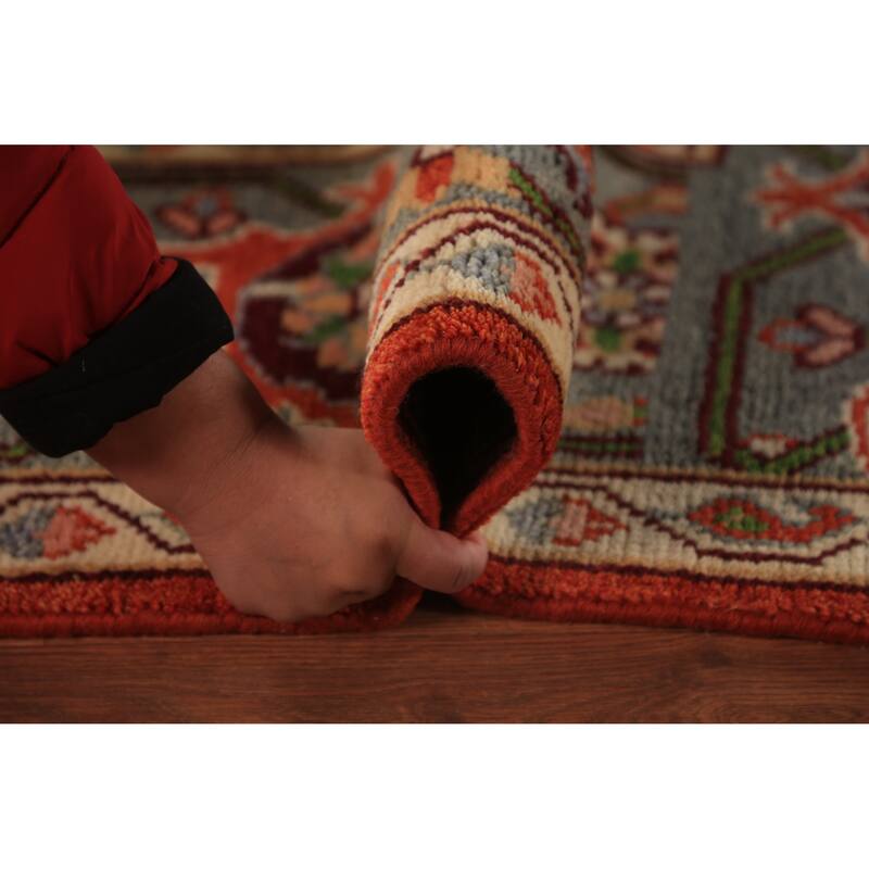 All-Over Floral Heriz Serapi Indian Area Rug Handmade Wool Carpet - 8'0"x 9'11"