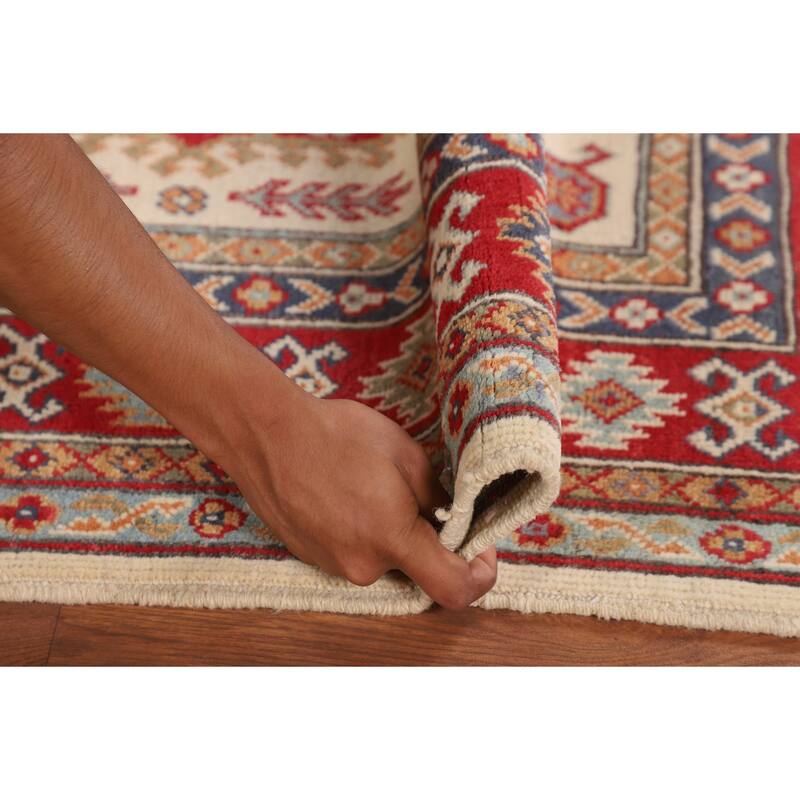 Kazak Accent Rug Hand-Knotted Traditional Beige Wool Carpet - 3'3" x 5'3"