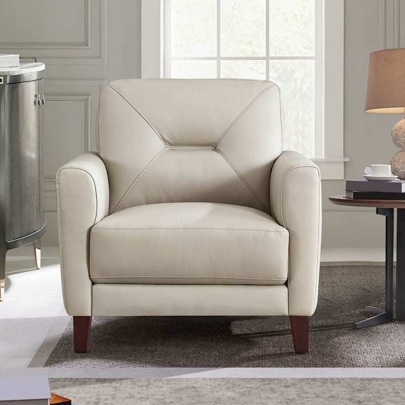 Hydeline Mavis Top Grain Leather Chair - Vanilla