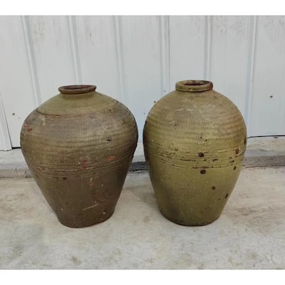 Artissance 20"H Distressed Oliver Jar - Distressed Green - 13" L x 13" W x 20" H