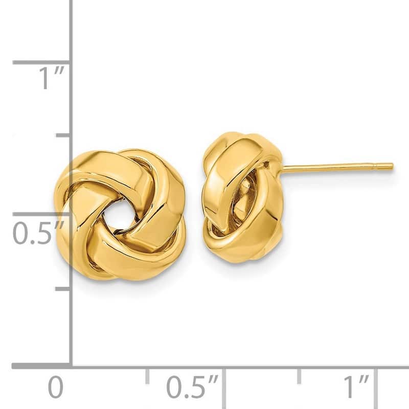 Curata 14k Yellow Gold 12mm Polished Love Knot Post Earrings