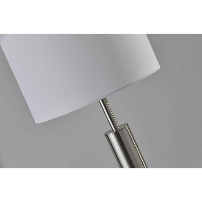 58” Tall Floor Lamp with Silver Metal Base and White Drum Shade Touch Switch for Modern Home Decor - 58”H x 10.5”W x 10.5”D