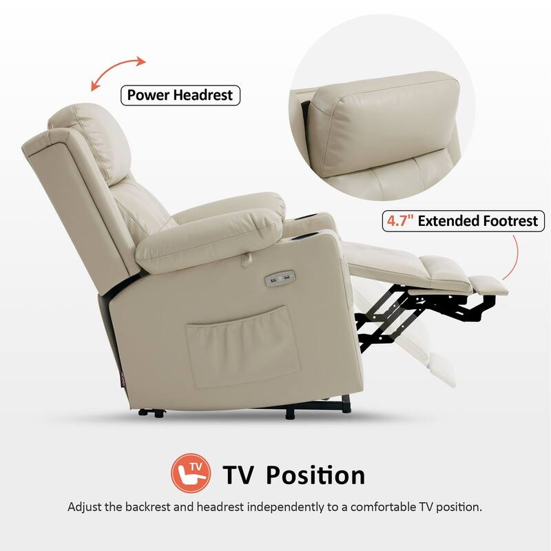 MCombo Lay Flat Dual Motor Power Lift Recliner Chair Sofa with Heat and Massage, Infinite Position, Faux Leather 7661