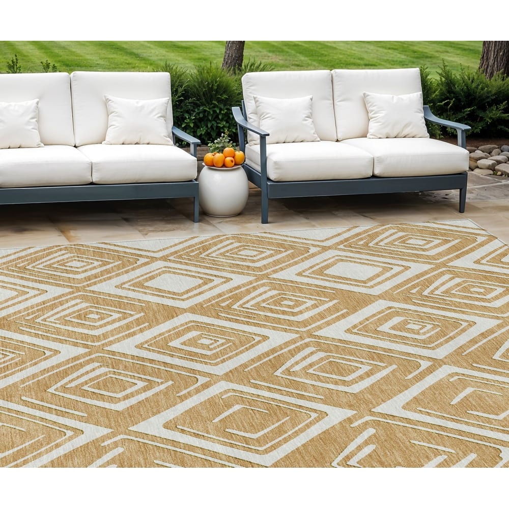 HomeRoots Geometric Transitional Rectangle Outdoor Rug