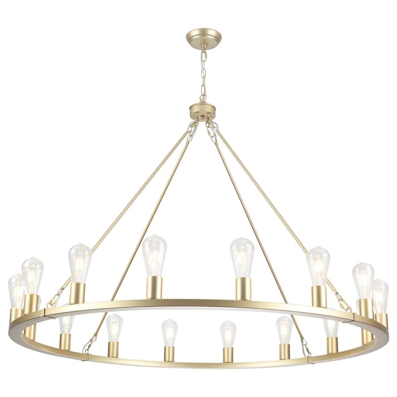 16-Light Farmhouse Chandelier , 47.24 In Wagon Wheel Chandelier for Dining Room Living Room Bedroom Kitchen