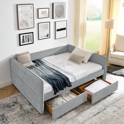 Daybed with Trundle Upholstered Tufted Sofa Bed
