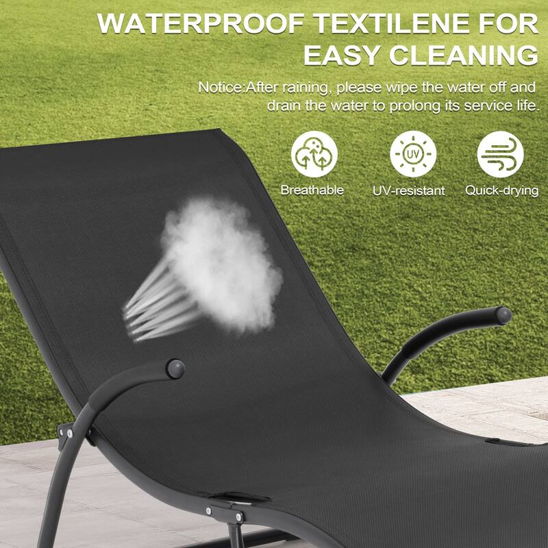 Crestlive Products Outdoor Aluminum Chaise Lounge Chair with Adjustable Backrest