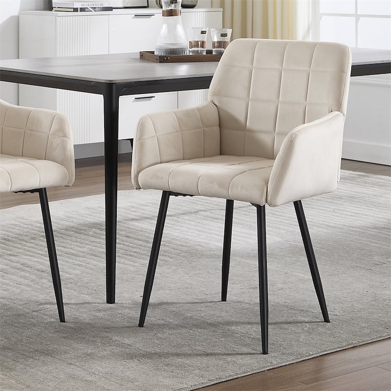 Dining Chairs,Upholstered Kitchen Chairs with Comfortable Seat - Cream