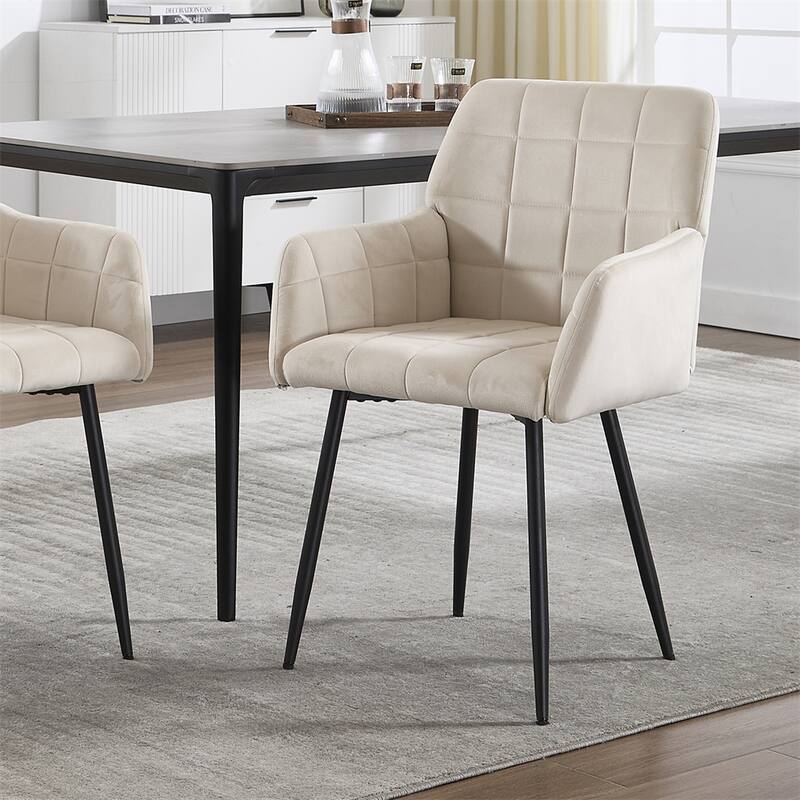 Dining Chairs Set of 2,Upholstered Kitchen Chairs w/Comfortable Seat - Cream