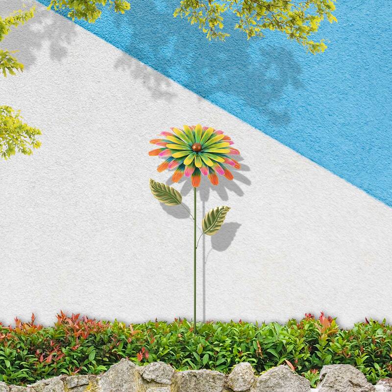 Glitzhome 41"H Garden Metal Flower Yardstake