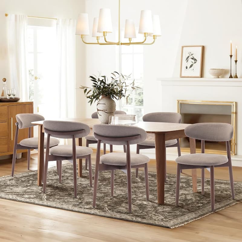 Modern Fabric Upholstered Kitchen Side Chairs, Farmhouse Dining Room Chair with Foot Pegs