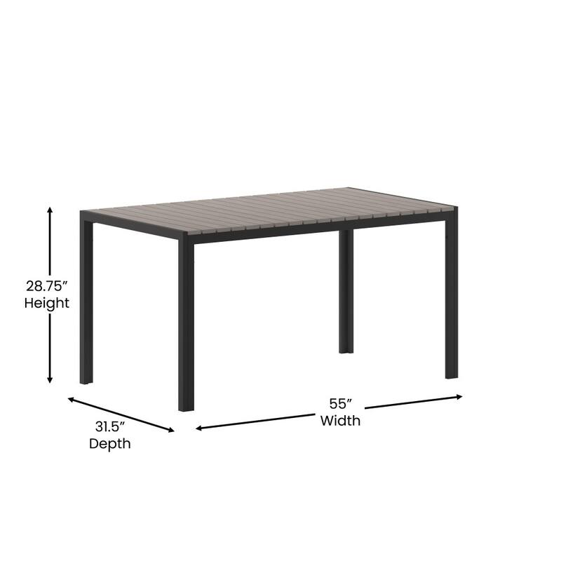 Commercial 55 x 31 Faux Teak Outdoor Patio Table