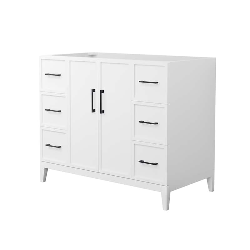 Elan 42-inch Single Vanity Cabinet - White, Black Trim, No Top