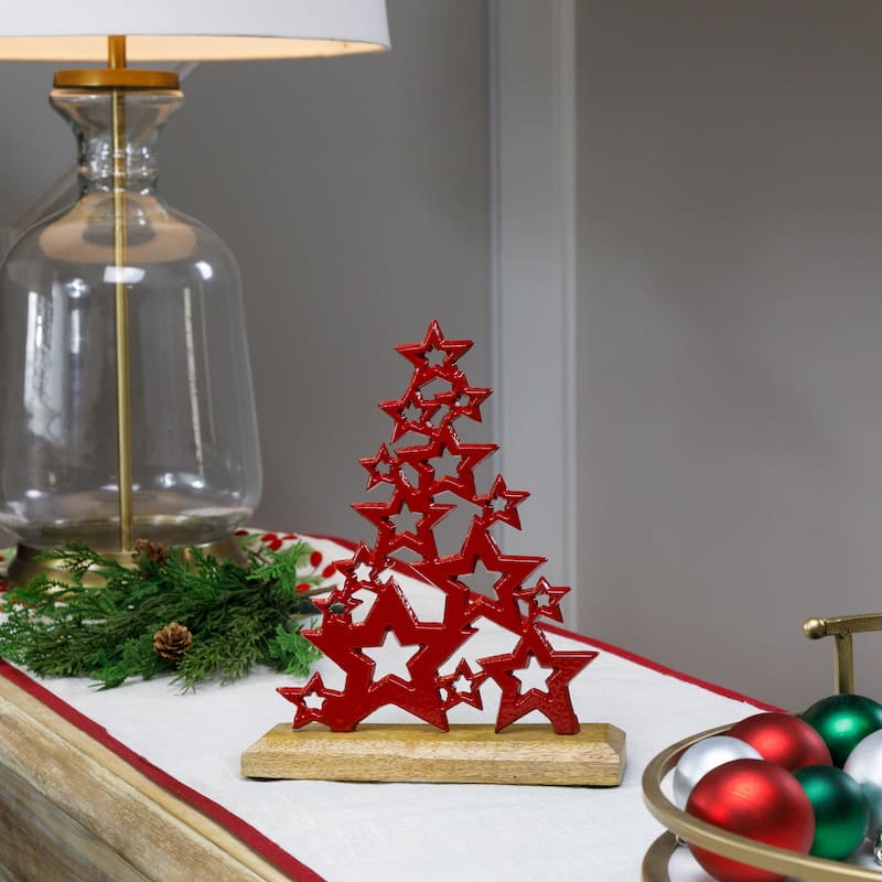 Tree of Stars Metal Christmas Decoration - 8.75" - Red