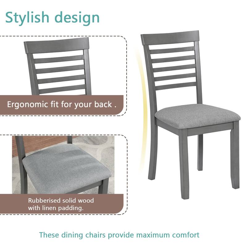 5-Piece, Modern Dining Table Set with 1 Rectangular Dining Table and 4 Upholstered Chairs, for Kitchens and Dining Rooms