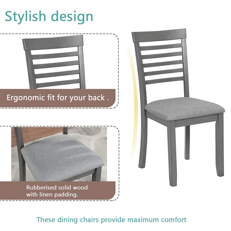 GDFStudio - Fairhaven 5-Piece Transitional Rectangular Wooden Dining Table Set with 4 Upholstered Chairs