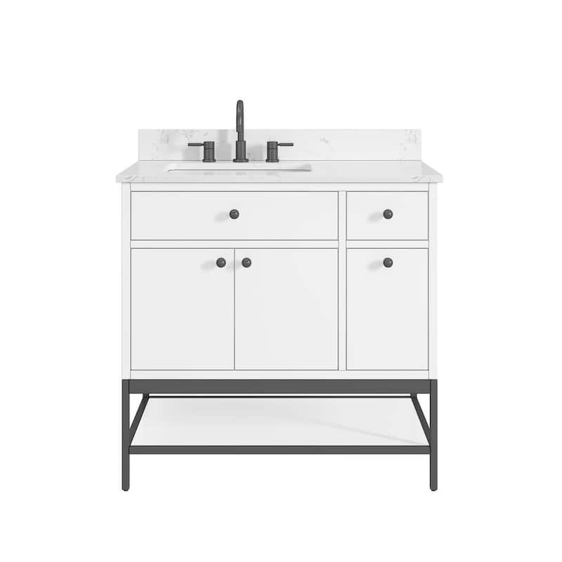Avanity Paisley 36 in. Single Sink Vanity with Cala White Engineered Top
