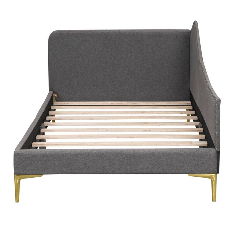 Twin Size Upholstered Daybed with Headboard and Armrest,Support Legs