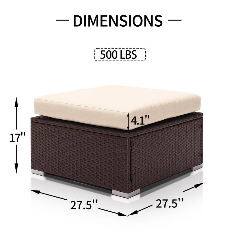 FINCATI Outdoor Sectional Conversation Set, 500 lbs Wicker Deep Seating Set, Loveseat/ Corner/ Ottoman Selectable