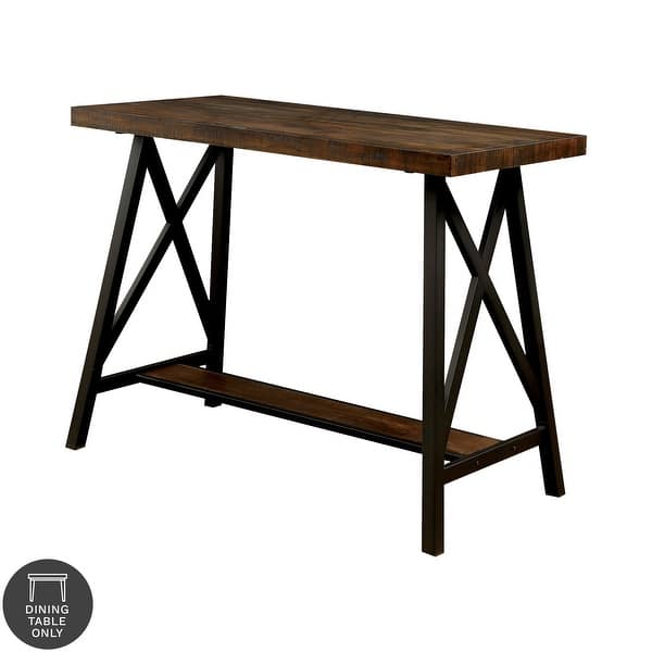 slide 4 of 15, Furniture of America Industrial Weathered Oak 47-inch Counter Table Weathered Oak/Black