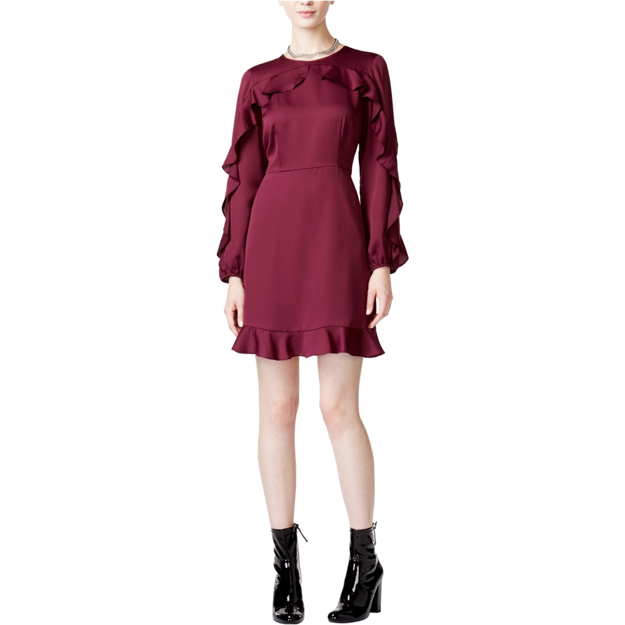 Maison Jules Womens Ruffle Fit & Flare Dress - Overstock - 41856343