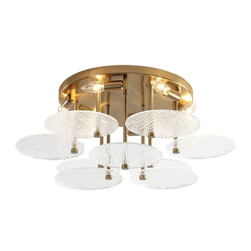 Contemporary Glam 6-Light Clear Ripple Glass Tiered Semi-flush Mount - 25.0 in