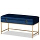 preview thumbnail 21 of 19, Aliana Glam and Luxe Velvet and Gold Metal Large Storage Ottoman Navy