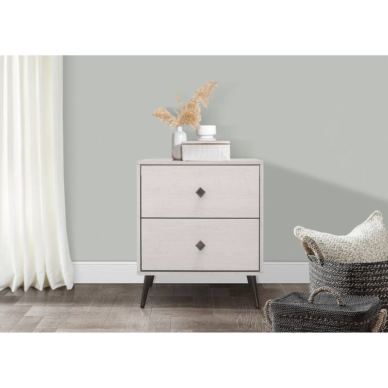 Clayfell Lattice 2 Drawer Nightstand - Greyish Beige