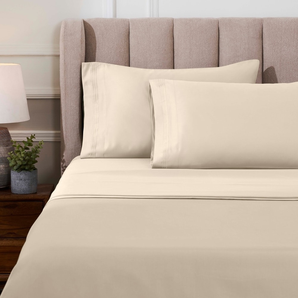 Superior 100% Certified Egyptian Cotton 1000 TC Sheet Set Sateen Weave, Deep Pocket, Triple‑Pleated Hem, Soft & Breathable
