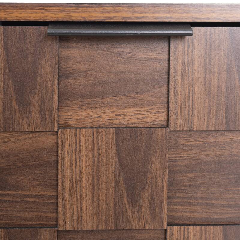 Mid-Century TV Stand with 2 Drawers, Vintage Wood Media Console for TVs up to 85'', Living Room Storage Cabinet w/ Open Shelves