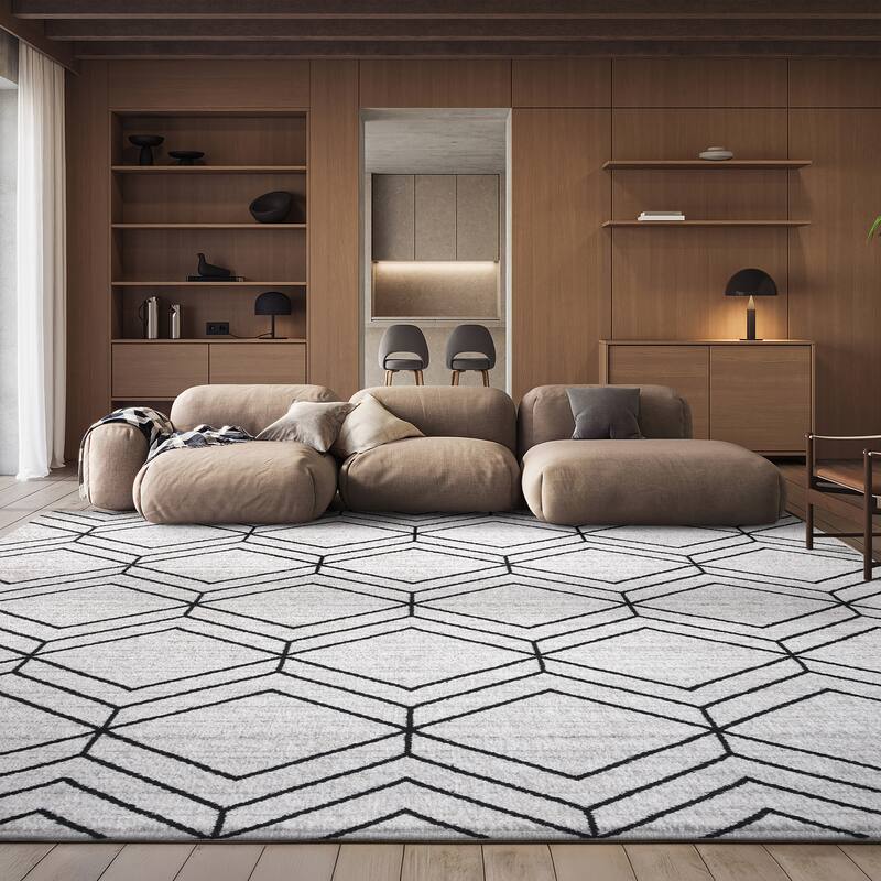 SAFAVIEH Adirondack Juvelina Modern Geometric Rug - 9' x 12' - Ivory/Black