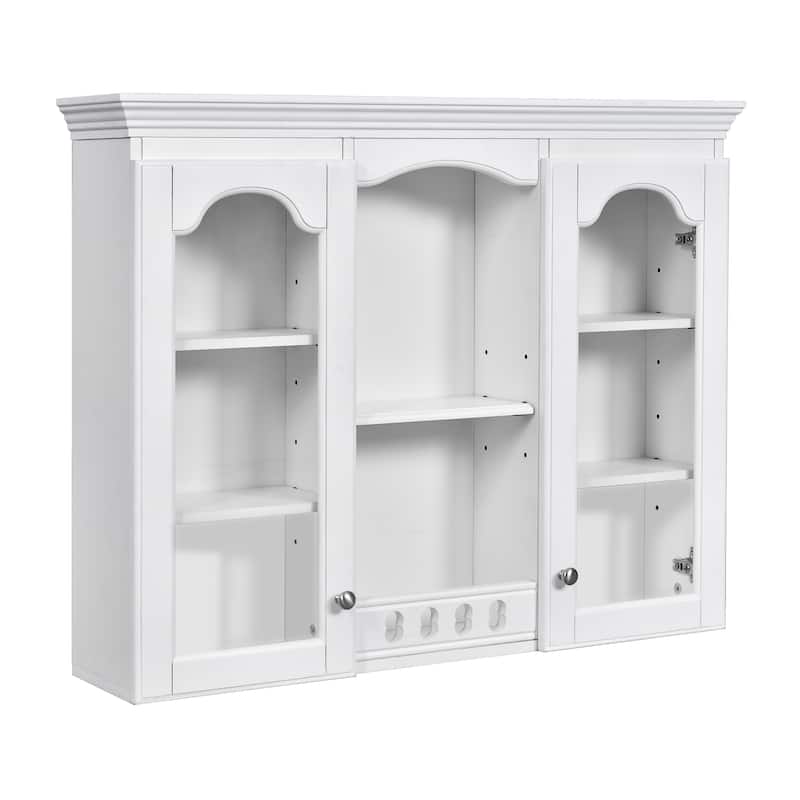 Roomfitters Wall Mounted Medicine Cabinet, Bathroom Cabinet with 2 Glass Doors, Over Toilet Storage Organizer, White