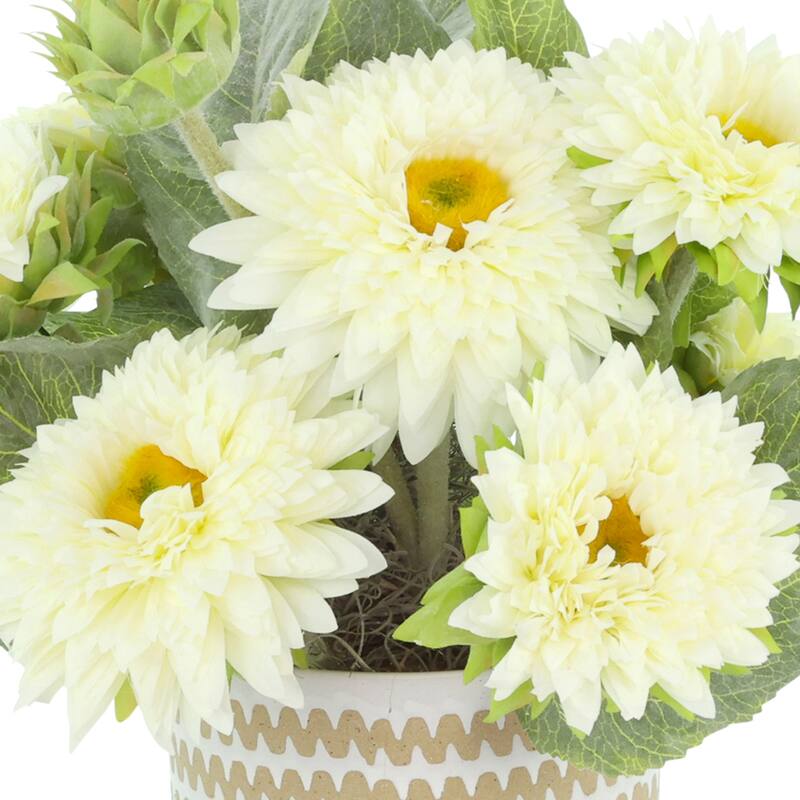 Sunflowers Arranged in a Ceramic Pot