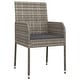 preview thumbnail 62 of 91, vidaXL 3 Piece Patio Dining Set with Cushions Black Poly Rattan - 18.9" x 21.7" x 34.6"