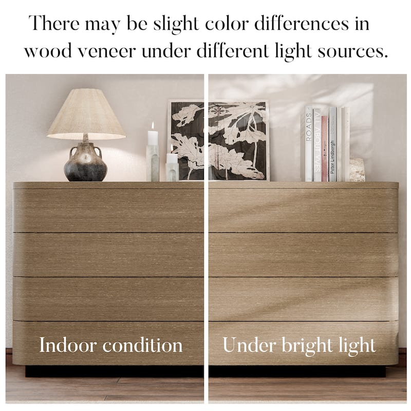 Oak 8-Drawer Dresser Buffet for Bedroom Wide Chest of Drawers with Anti-Tip Safety, Waterproof Top