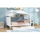 preview thumbnail 5 of 14, White Full Size Solid Wood House Bed with Trundle and Storage for for Kids, Boys and Girls