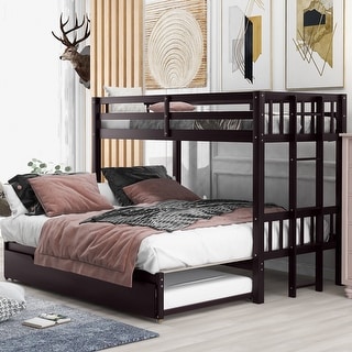 Twin over Pull-out Bunk Bed with Trundle, Espresso