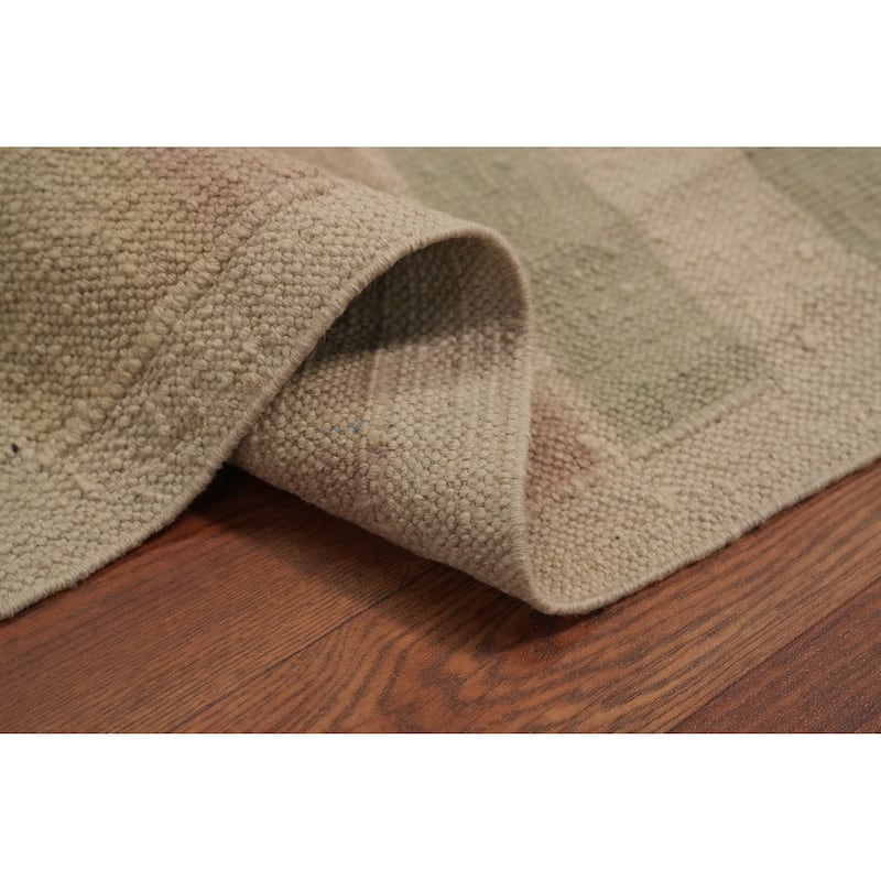 Hand Woven Southwestern Wool Beige Geometric Area Rug - 9' 6'' X 8' 4''