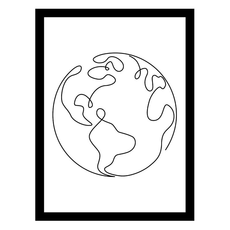Venice Beach Collections features EARTH LINE ART - 14"x18" Framed Print Artwork
