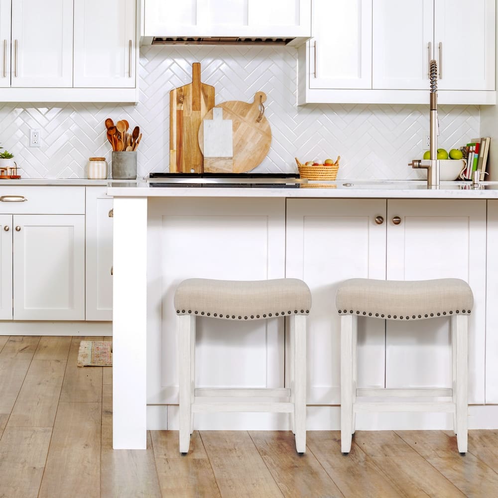 Jameson Upholstered Polyester Antique White 24 Inch Counter Stool (Set Of 2)