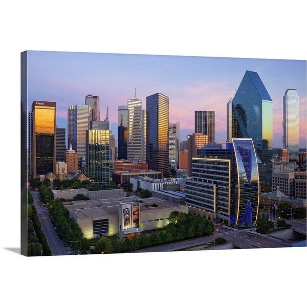Shop Dallas Skyline At Dusk Texas Canvas Wall Art Overstock