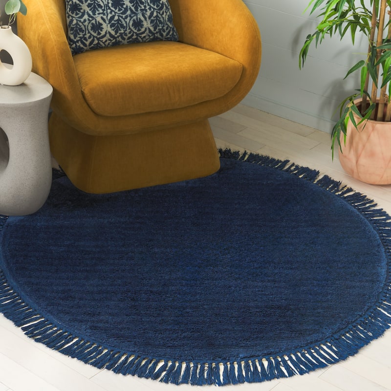SAFAVIEH Handmade Vermont Luong Rug - Blue - 4' Round