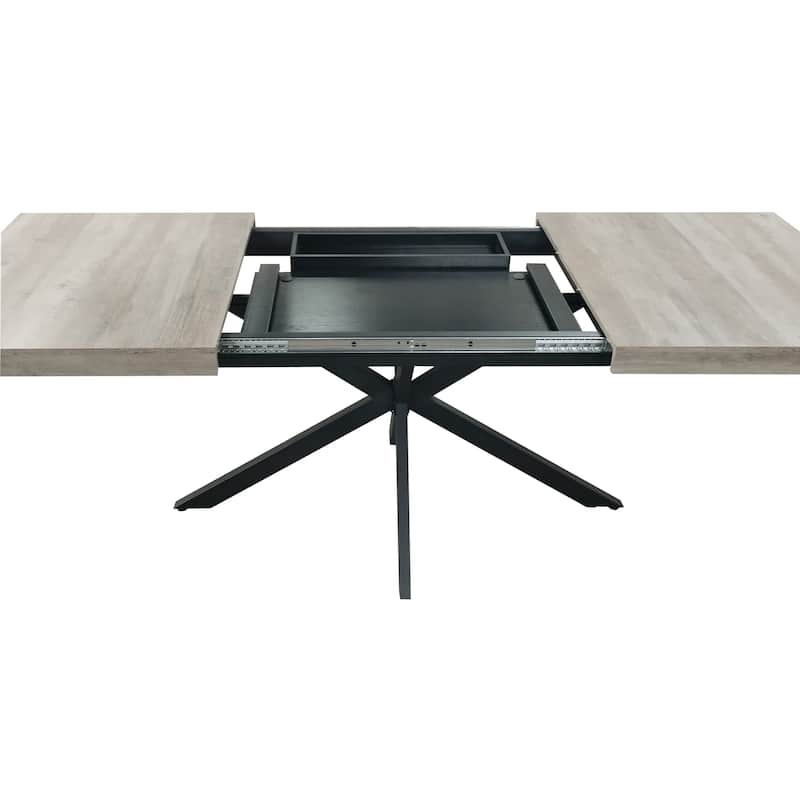 Retro Rectangular Stretch Dining Table with Cross Iron Base