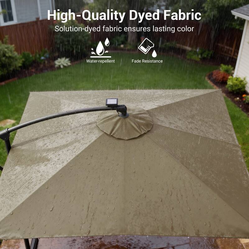 Sonkuki Outdoor 8.2x8.2FT LED lighted Patio Offset umbrella for Garden